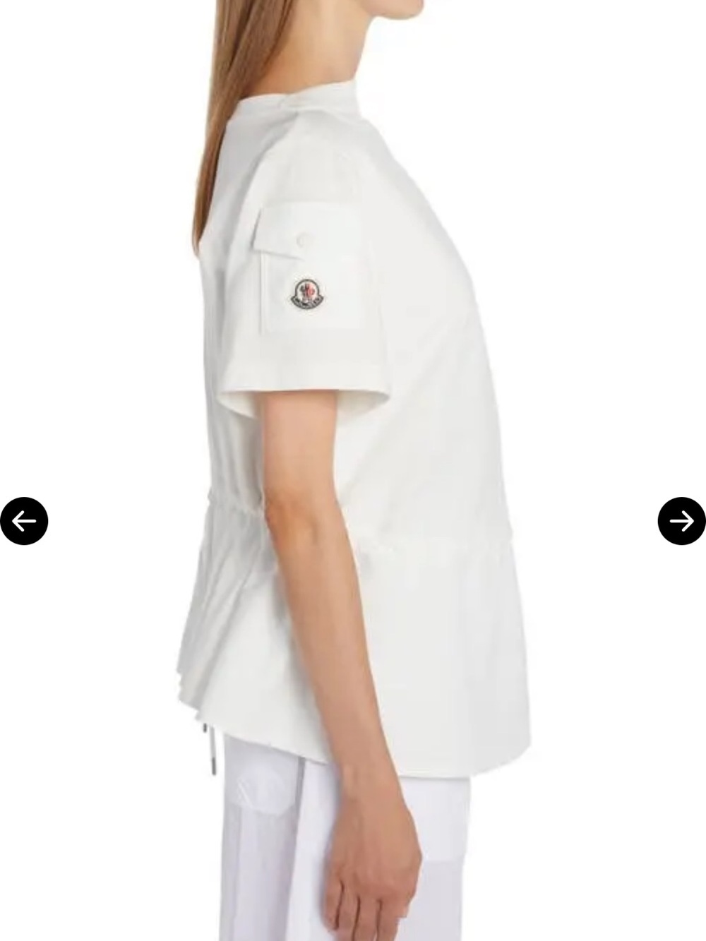 Moncler Cream white Short Sleeve Drawstring Waist Tee size large